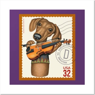 Cute Funny Doxie Dachshund Dog Postage Stamp Design Posters and Art